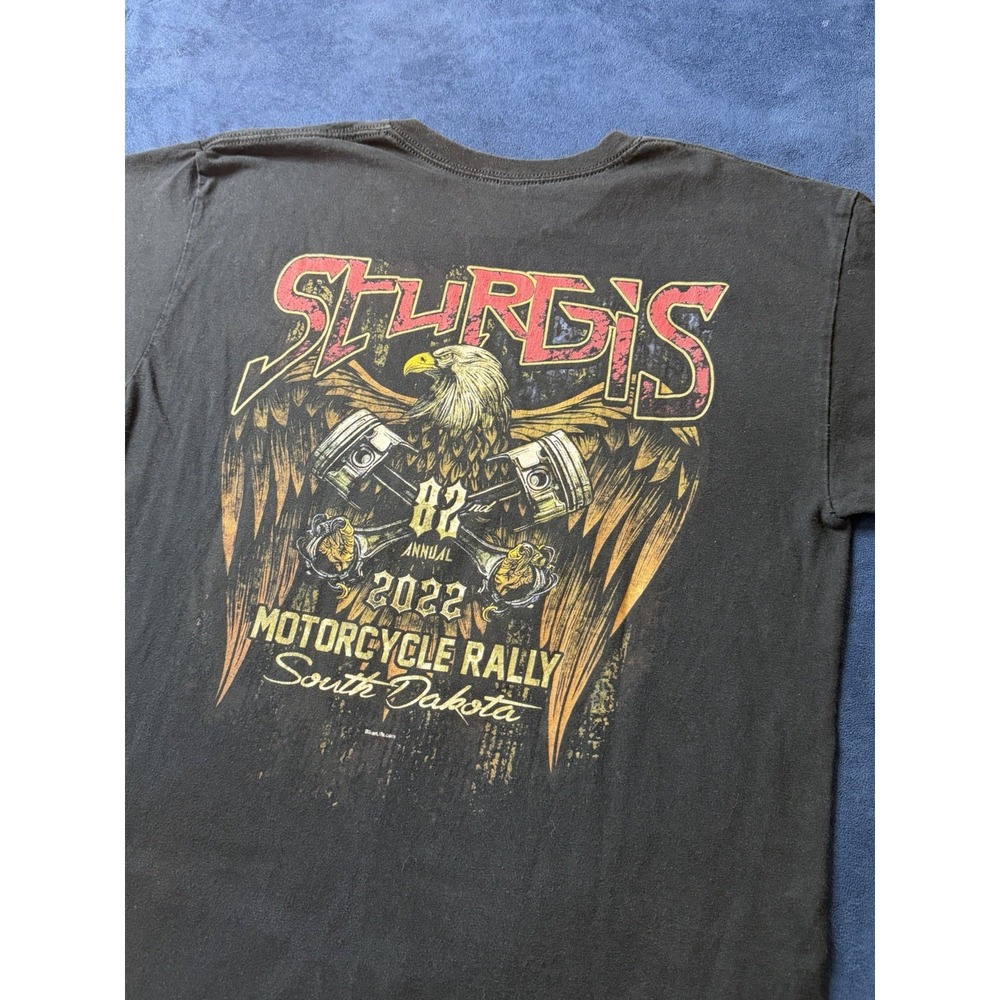 2022 Sturgis Motorcycle Rally T Shirt Mens Large Black South Dakota 82nd Annual